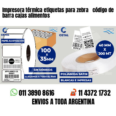 Impresora térmica etiquetas para zebra  código de barra cajas alimentos